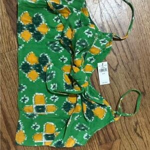 Aerie Green and Yellow Patterned Crop Top